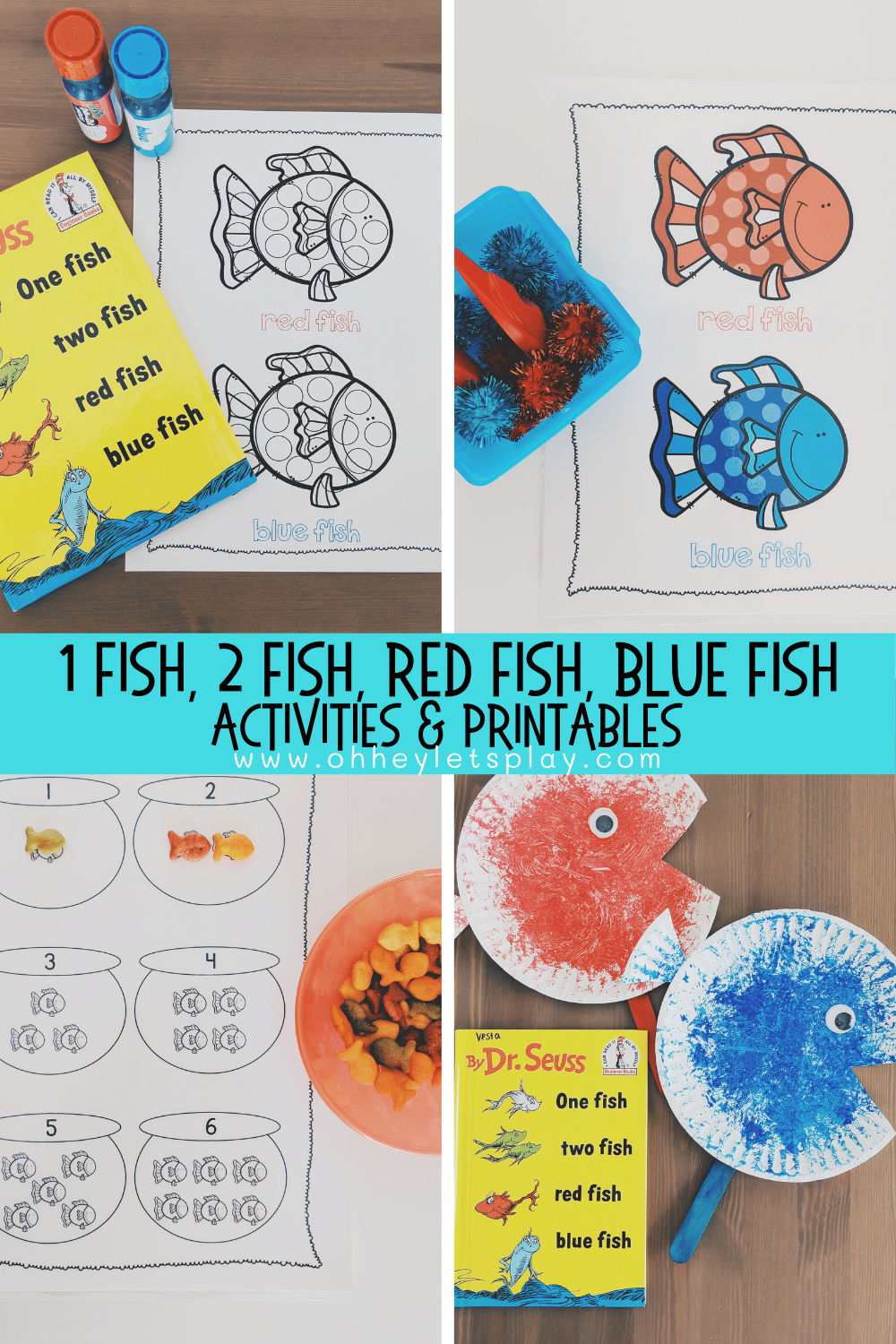 Dr seuss one fish two fish red fish blue fish Red Fish Blue Fish Dr Seuss Activities Printables Oh Hey Let S Play