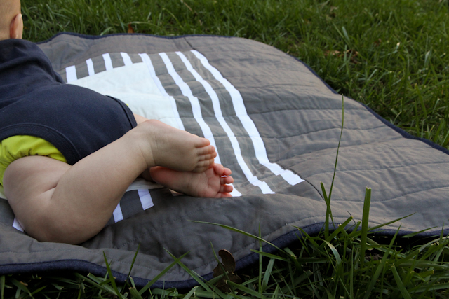 modern minimal Courthouse Baby Quilt in grey and navy | Lovely and Enough
