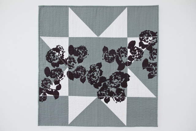 Modern Screen-printed Grey and White Wall Quilt | Lovely and Enough