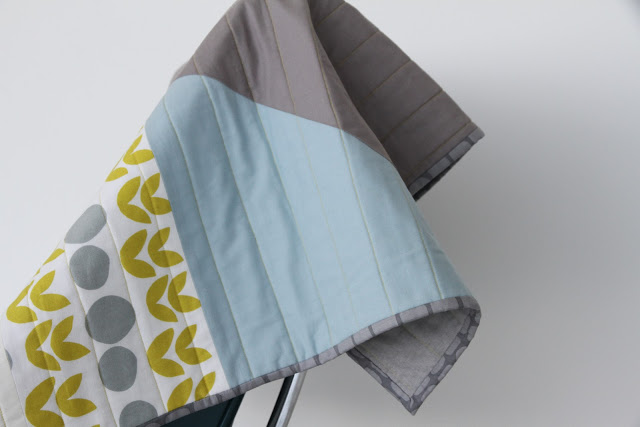 modern light blue, citron, and grey quilt | by Lovely and Enough