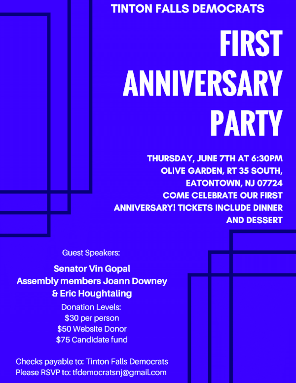 Tinton Falls Democrats First Anniversary Party Grb Women S