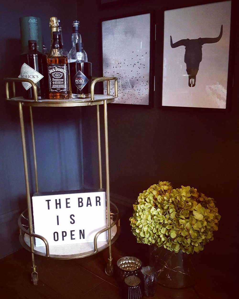  Serious home bar goals in the corner courtesy of the Gatsby from  Rockett St George &nbsp; 