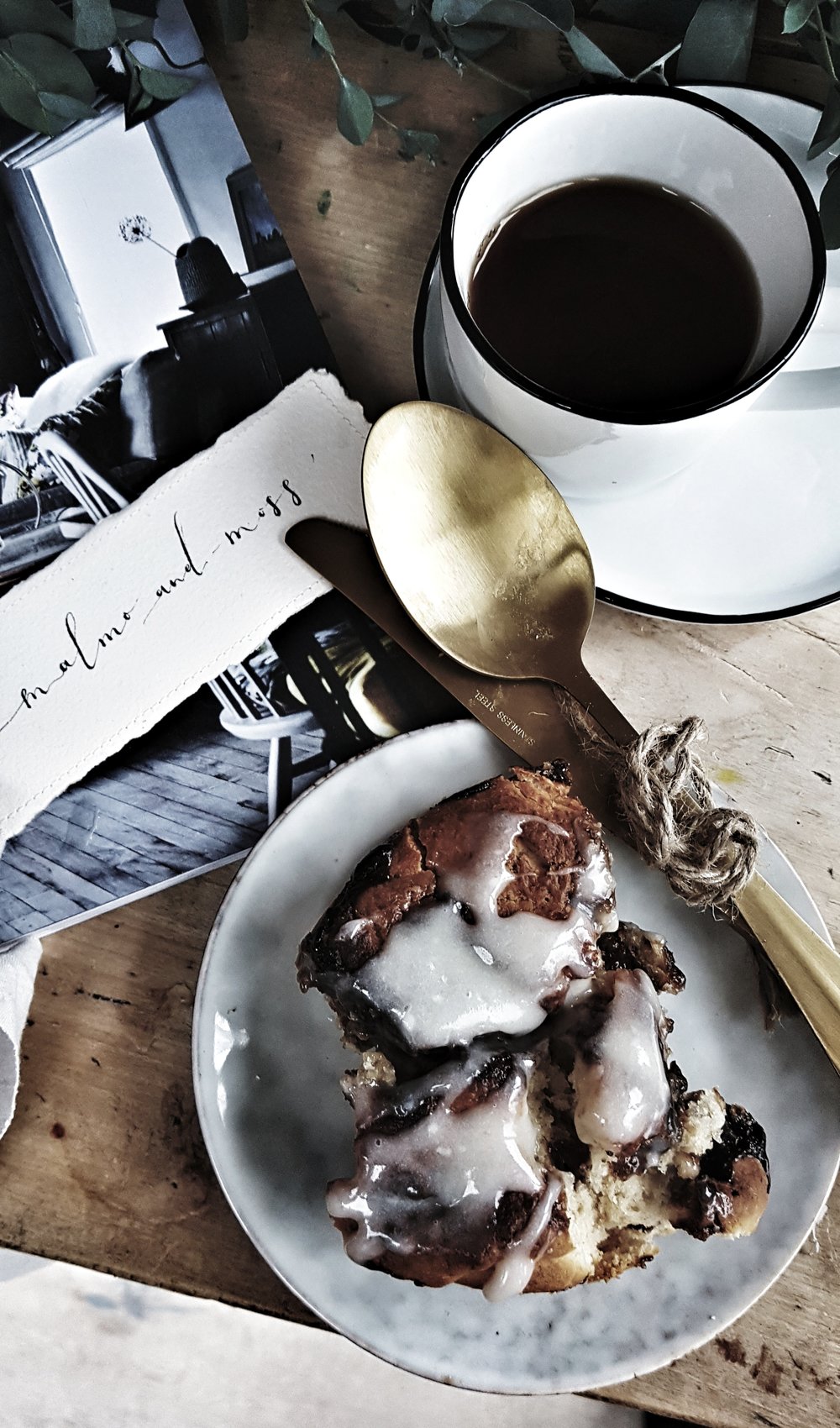  Simple Cinnamon Bun served on beautiful Broste side plates from  Feather &amp; Marble  