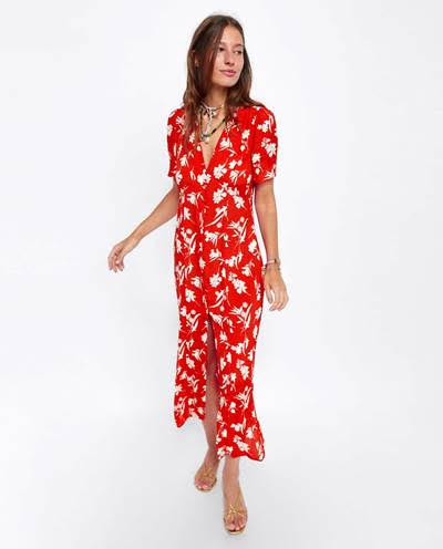  Red patterned dress from  Zara  