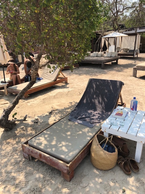 My space with my very own shade tree at Isla Bela!