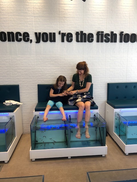 Checked a fish pedicure off the list - Olivia wouldn't do it!