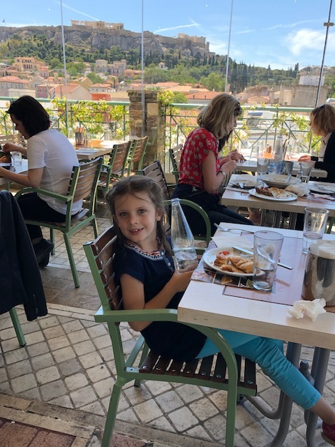 Lunch at the roof top Sabbas - incredible view of the Acropolis and great food!