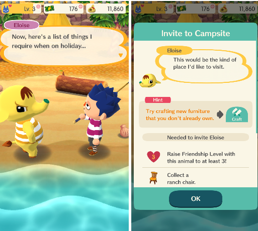 In order to add a new animal to your Campsite, you need to fulfill a list of criteria the animal wants. Talk about high maintenance!