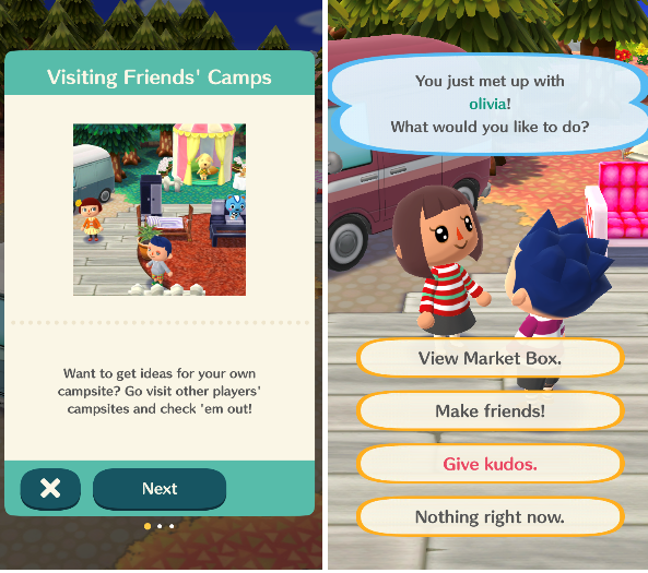 ^ Animal Crossing allows you to meet other players and visit their Campsites.
