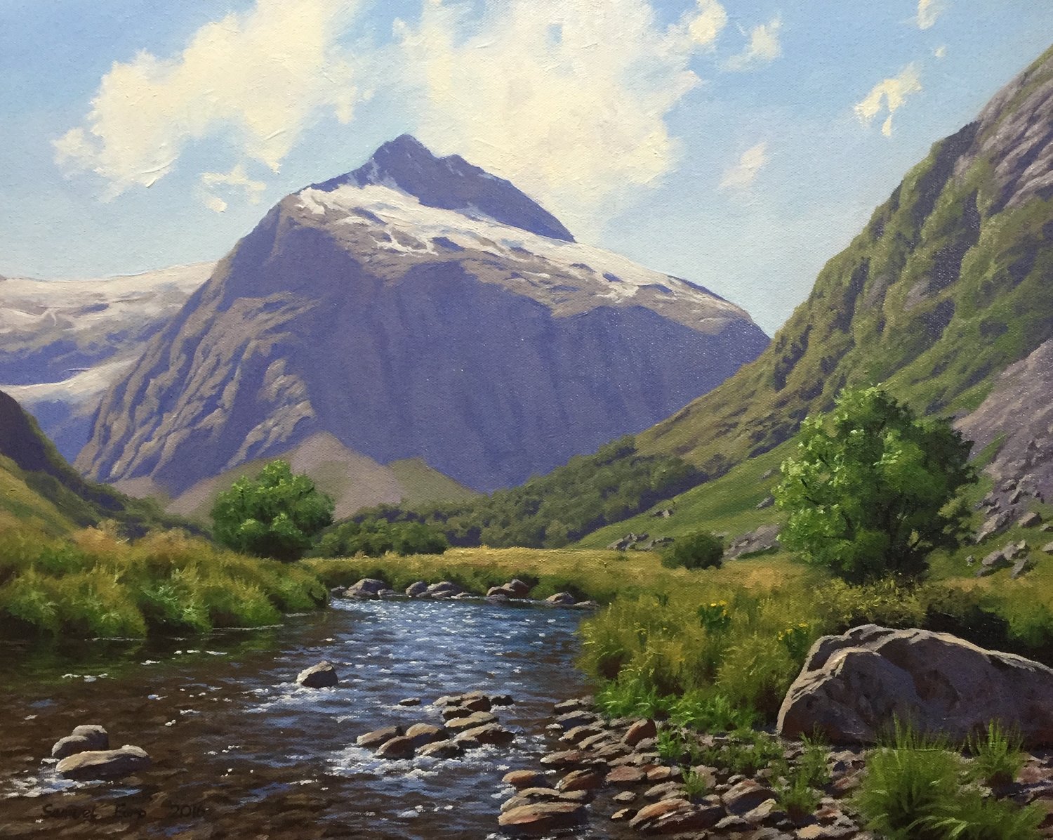 Peinture à l'huile paysage montagnes