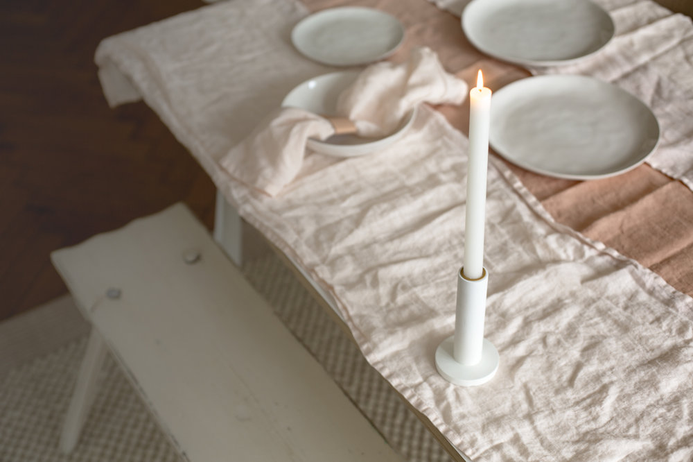 I love the simple, clean concrete candle holder.