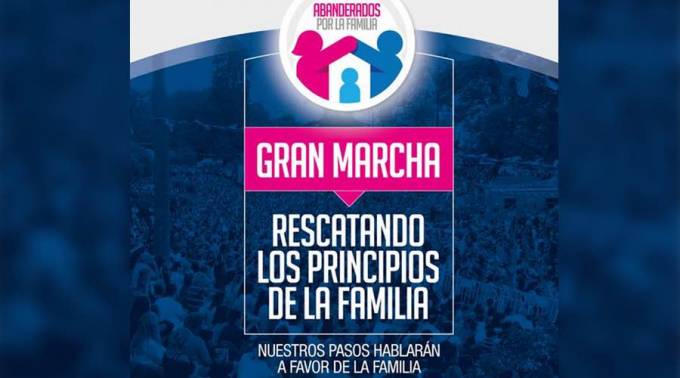 One of the posters of the Colombian march in favor of traditional family values.