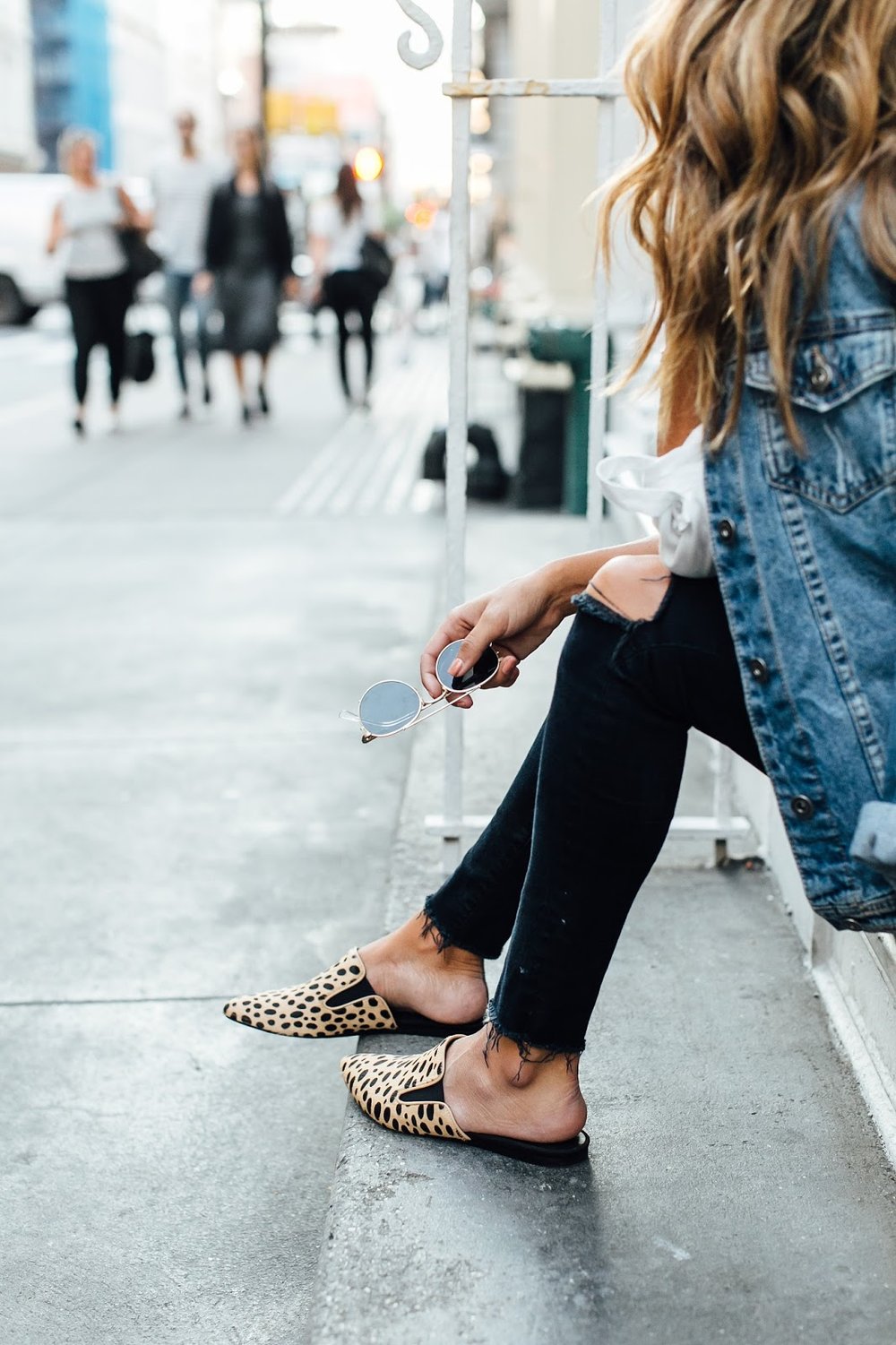 how to wear slides mules, styling leopard shoes, j brand denim, ysl blogger bag