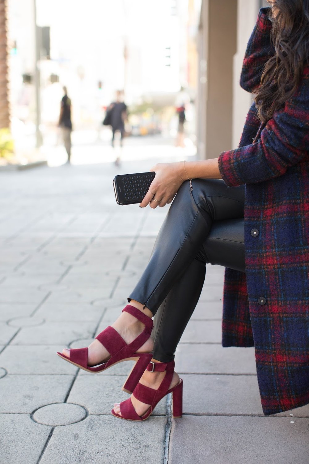cranberry heels, chunky high heels, madewell heels