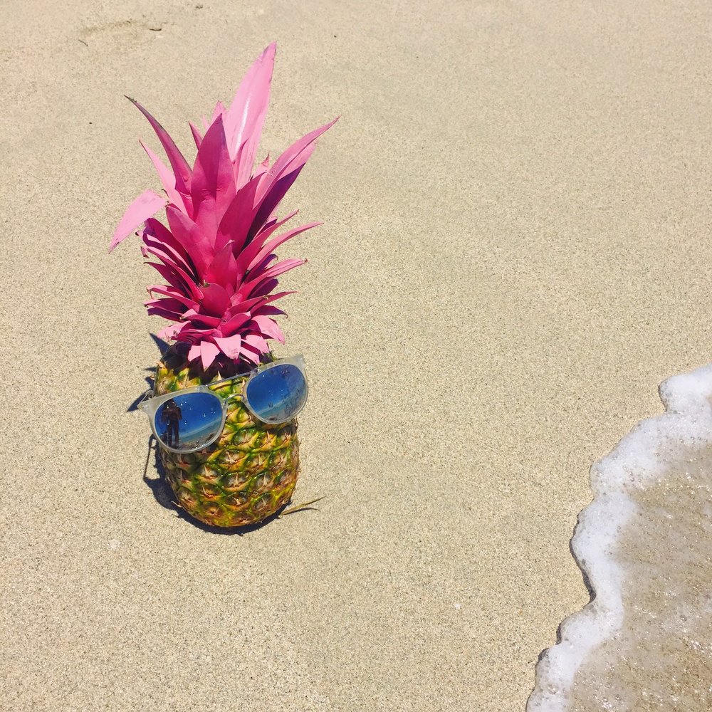 painted pineapple, beach decoration, how to decorate with pineapples 