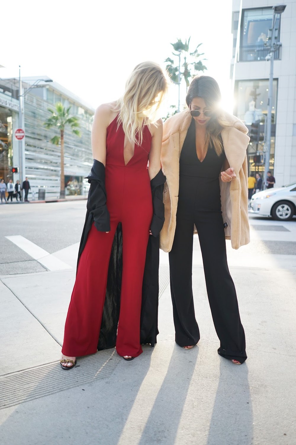 what to wear to holiday party, how to wear a jumpsuit, blogger photos shoot rodeo beverly hills