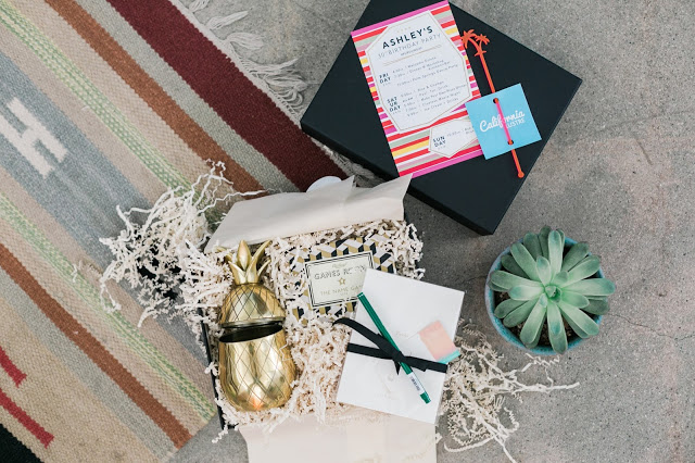 boxfox, guest gifts, party goody bags, gold pineapple shaker