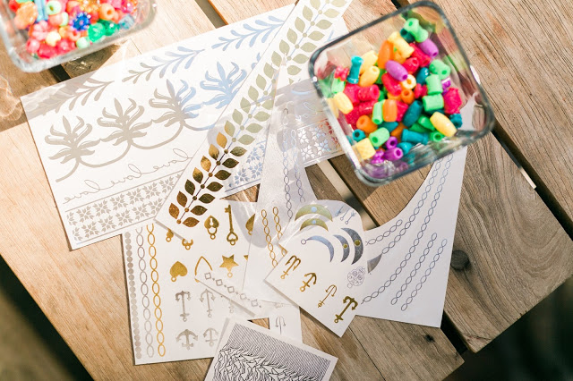 beads and flash tattoos, party planning essentials, DIY bracelets