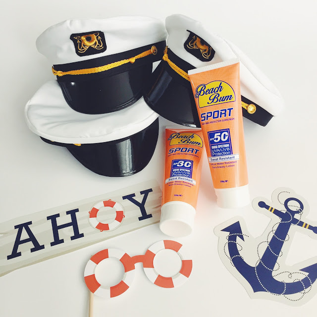 nautical party, captains hat, sunscreen flasks, how to throw bachelorette party