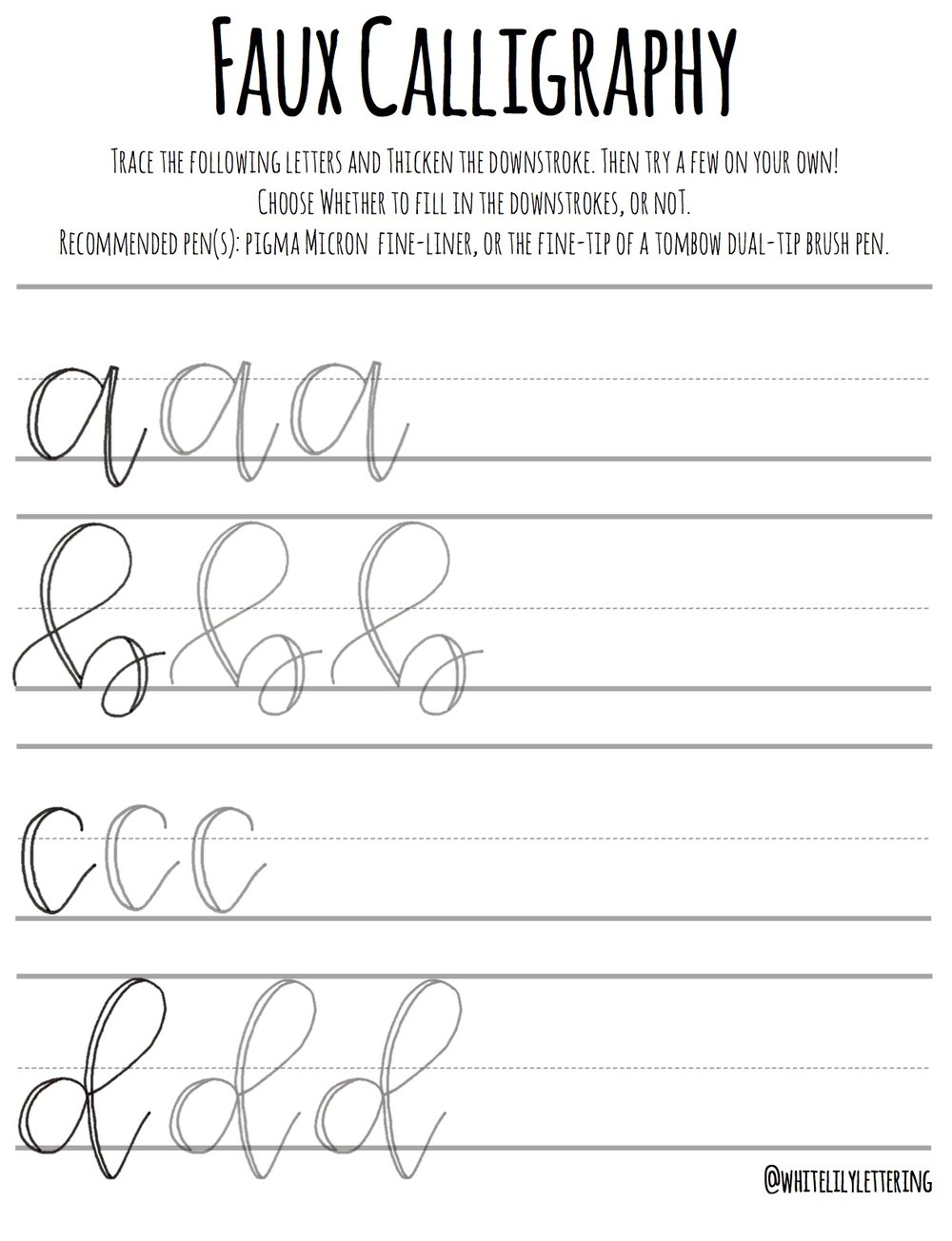 Printable Faux Calligraphy Worksheets - Printable Word Searches