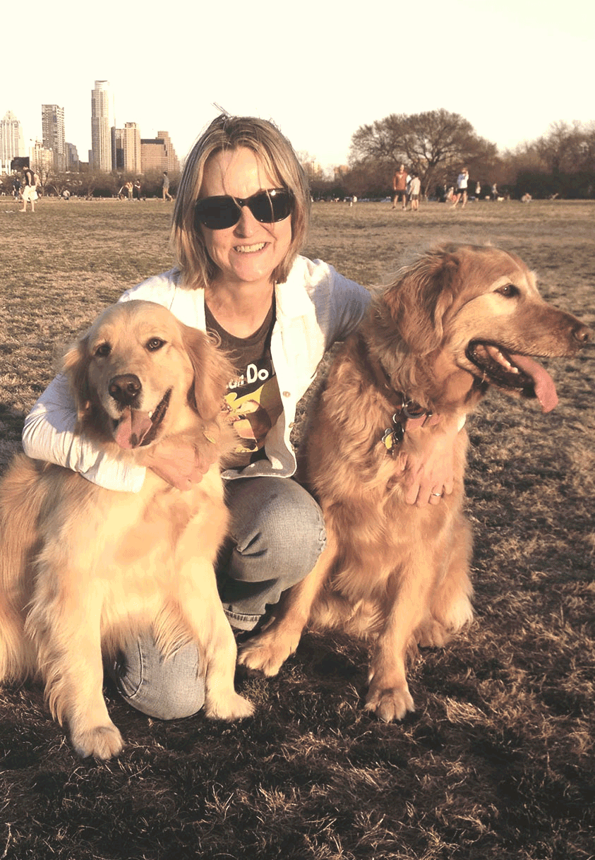 Cheryl Fries with her dogs