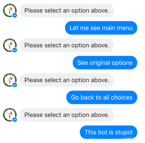 chatbots going wrong, an infinite loop of question and answer
