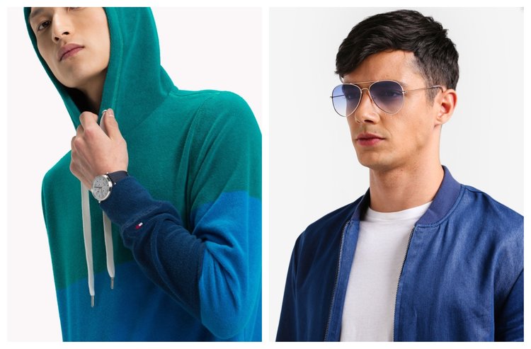  1. Tommy Hilfiger Towelling Colour Block Hoodie , 2. River Island Flat Lens Aviator 