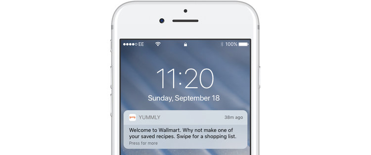 Recipe apps can benfit form a push notification strategy that includes location