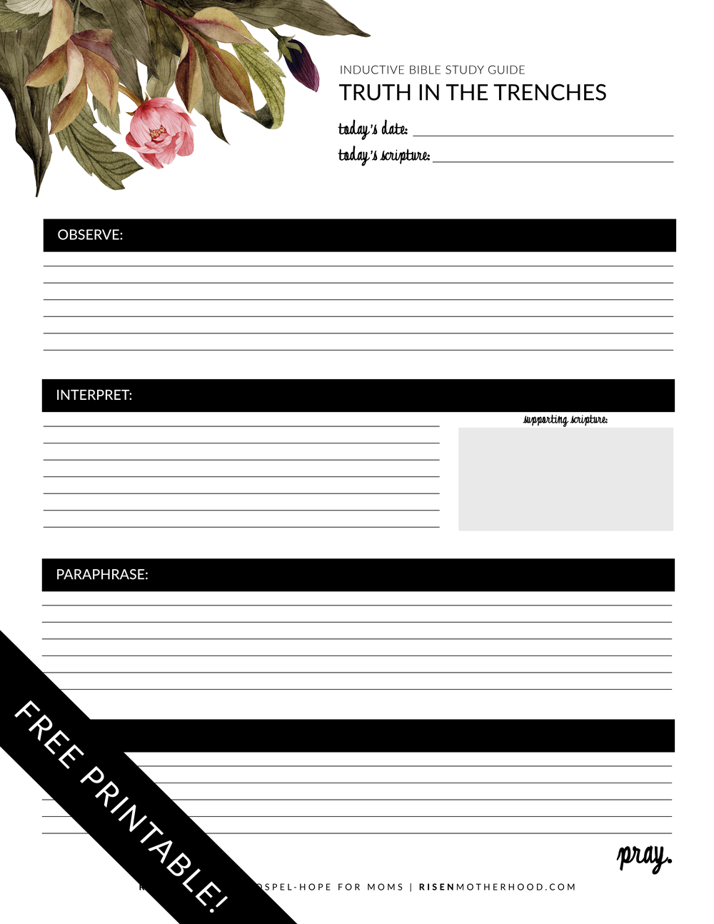 Free Printable Inductive Bible Study Worksheets Companion Card 