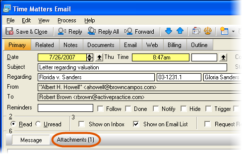 Email Attachment Button