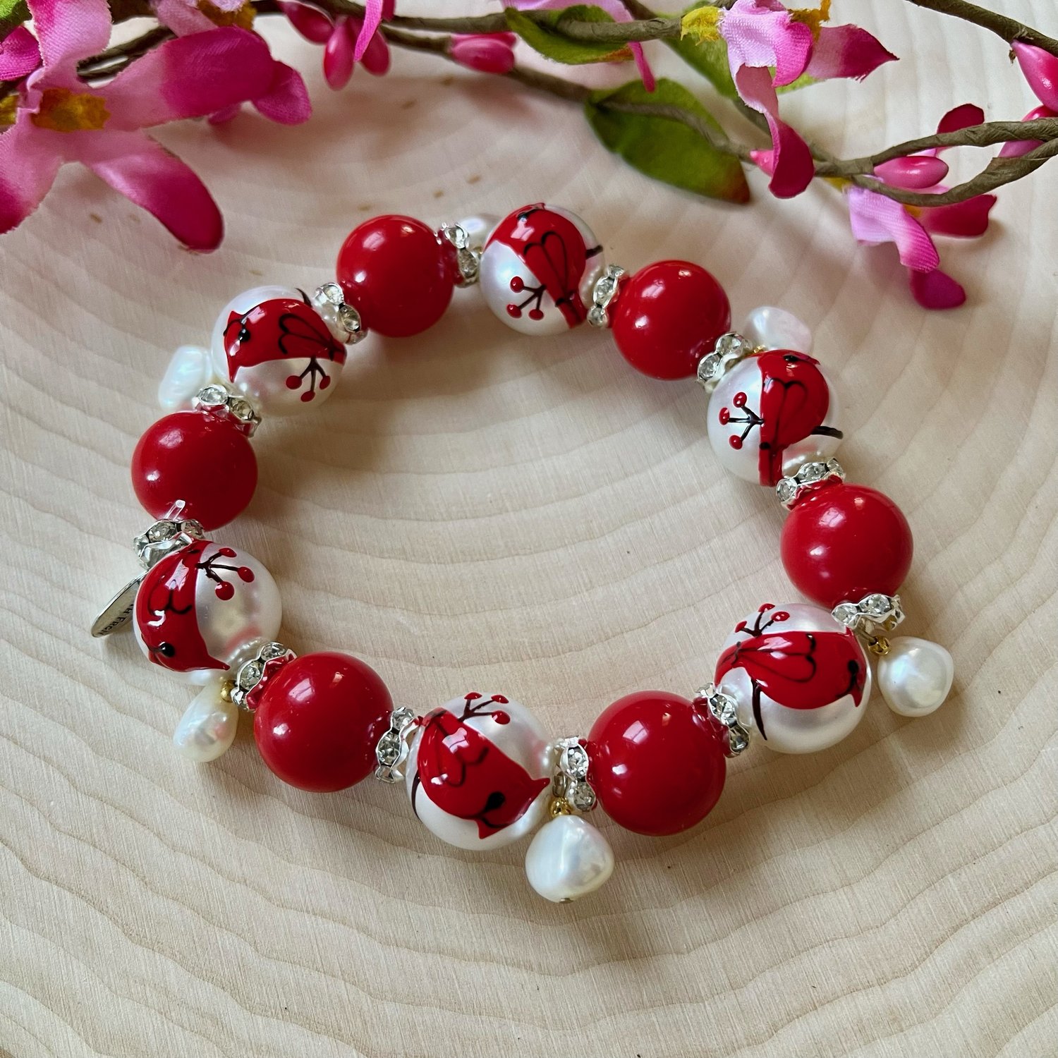 Very BEAUTIFUL Red, White RED CARDINAL LOVE Cultured Pearl, Bead ...