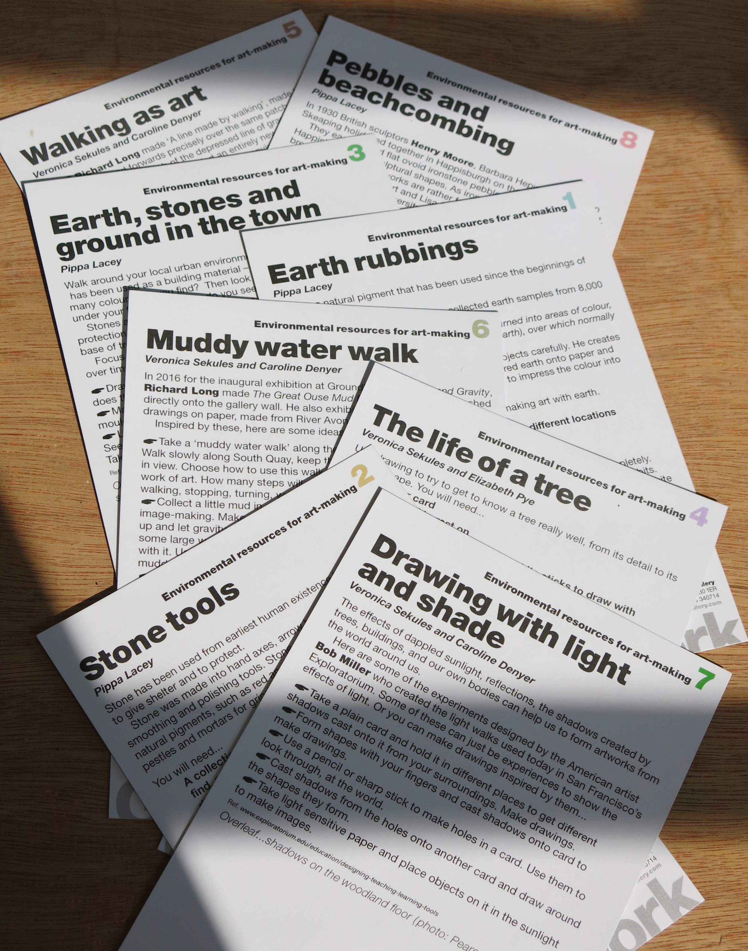  The texts for the first education pack. These will be used as starting points to develop new approaches to the environment through art. 
