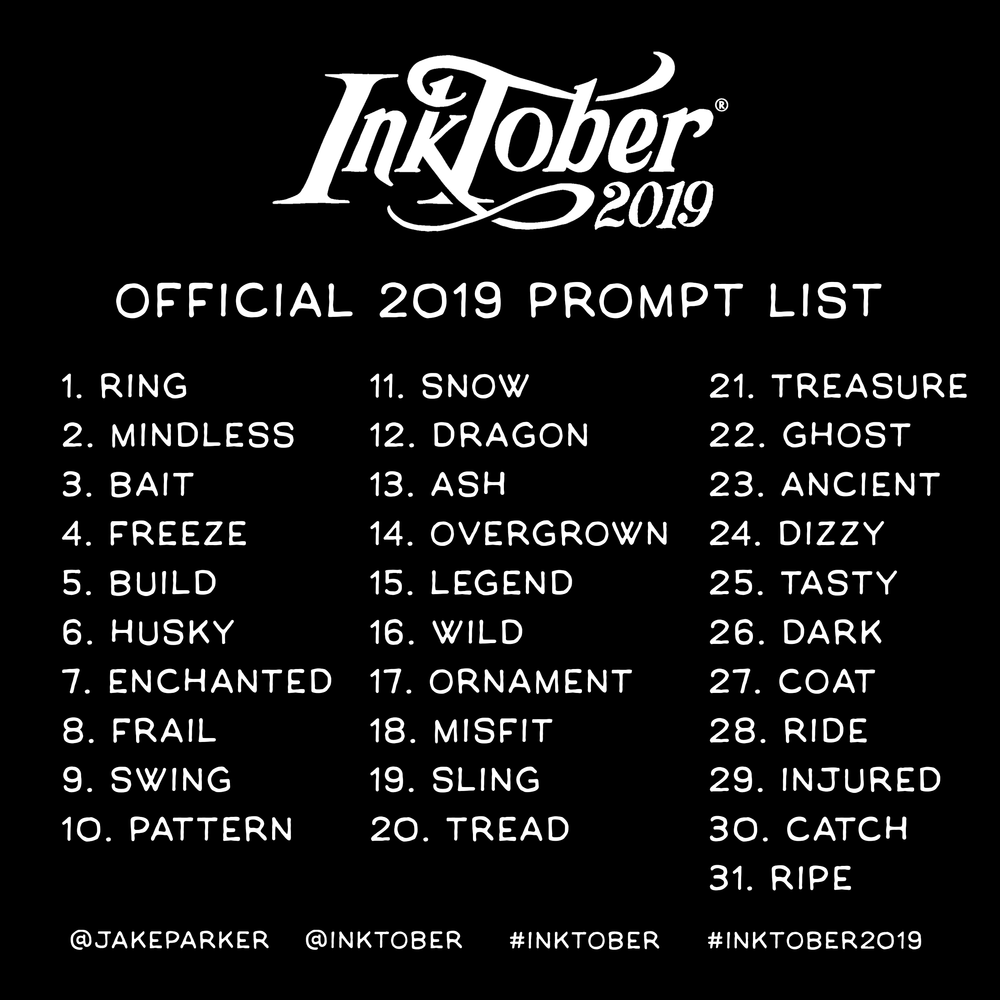 The Official Inktober Prompt List For 2019 Society Of Visual Storytelling