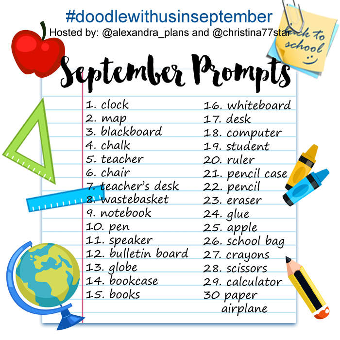#doodlewithusinseptember Instagram Challenge with the theme 'Back to School' - www.christina77star.co.uk