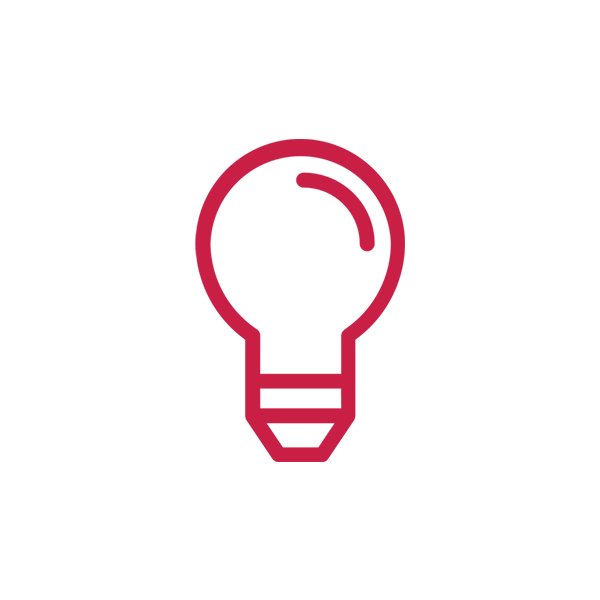 Icon featuring a lightbulb
