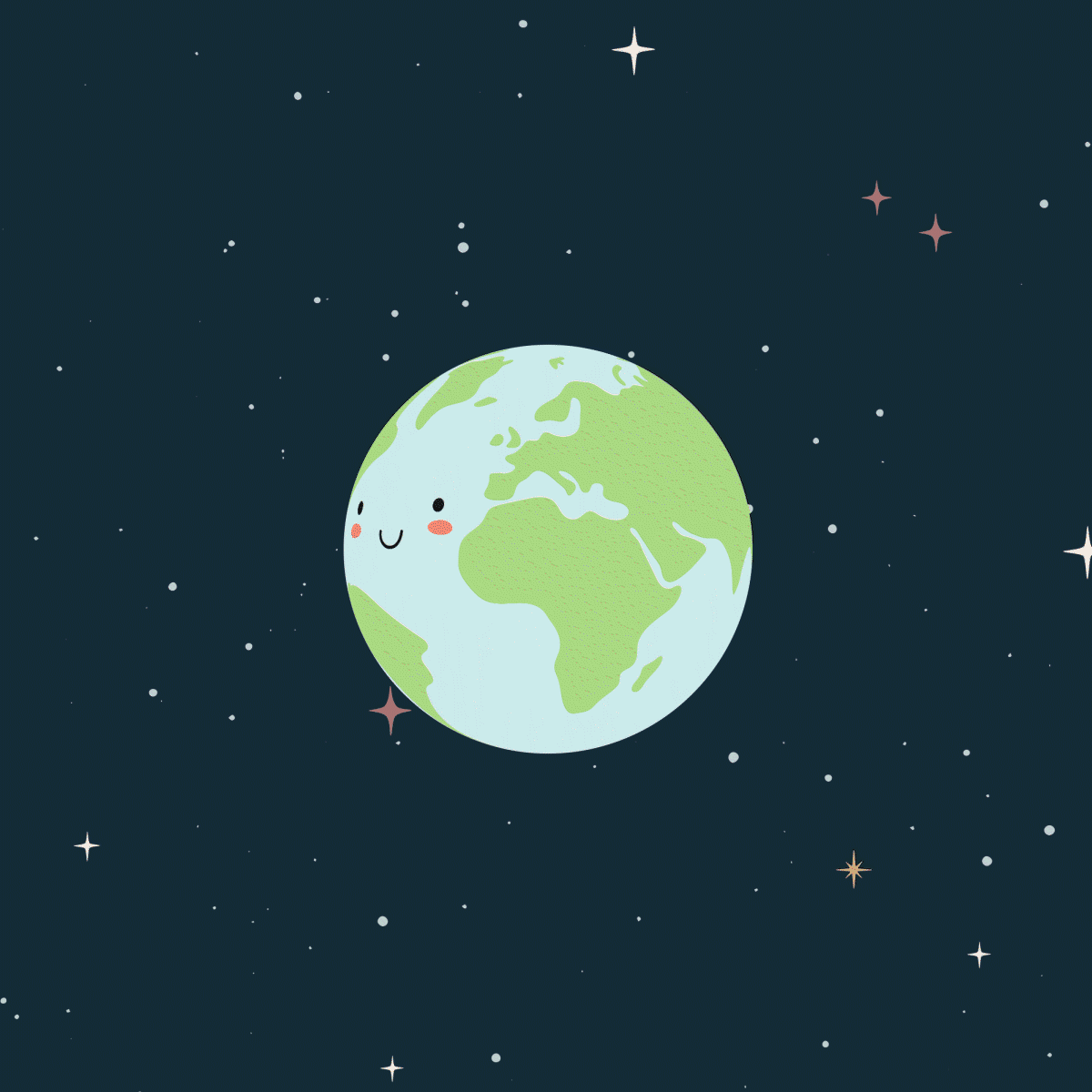A GIF of a spinning earth in flat illustration style.