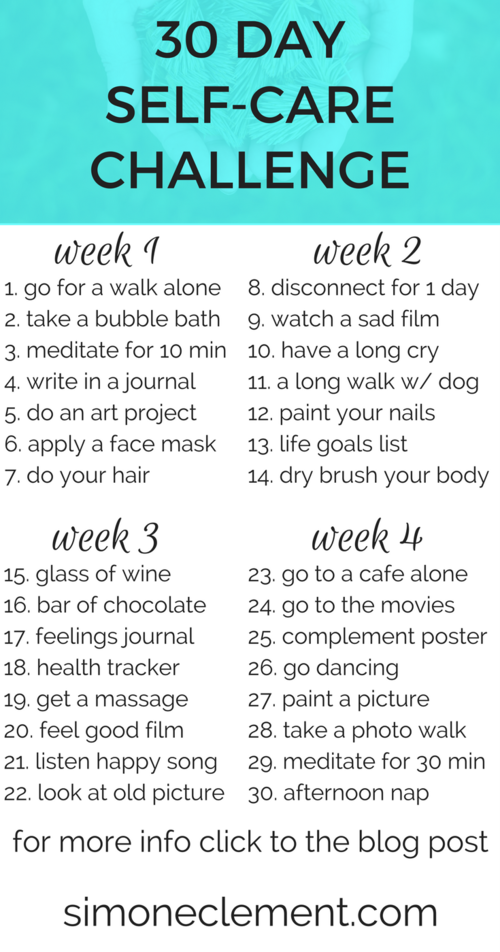 30 day self care challenge schedule routines ideas products activities tips for moms worksheets journal self care for women self care