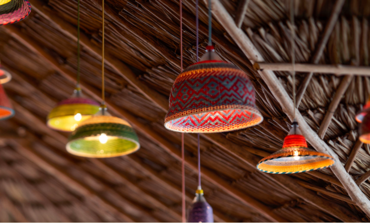 One of my favourite additions to Matachita’s redesign is this incredible light installation. Designed by  ACdO  and woven by hand by master artisans in Columbia, these stunning pendant lights are made from PET plastic bottles that were destined to pollute land and sea.