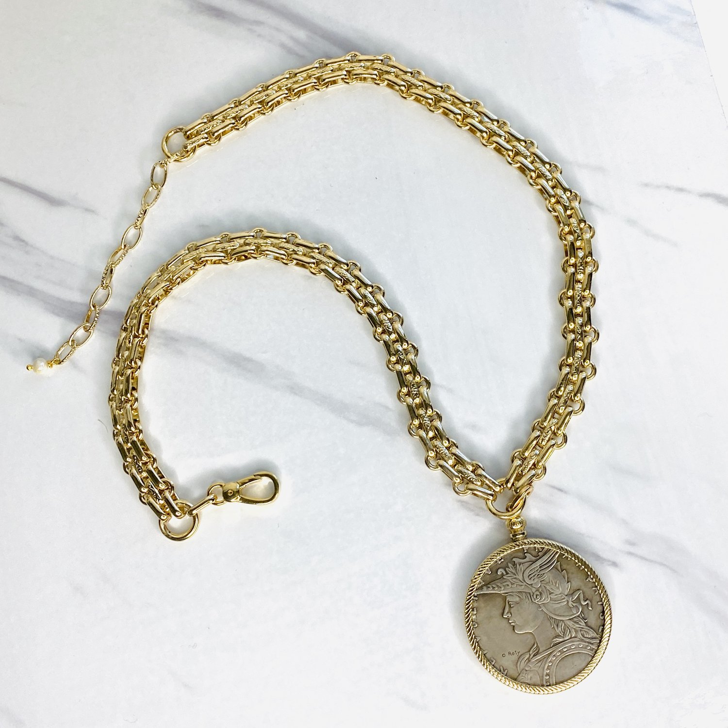Francois Large Coin Pendant Necklace — fickle fox co