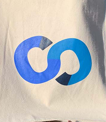 Screen printed logo: two 'C's form a 'S' with precisely printed color blocks