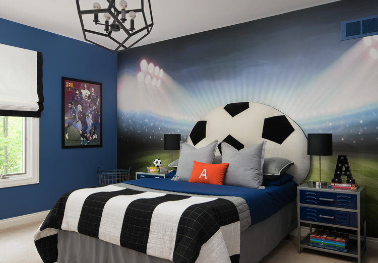 soccer themed bedroom — decor for kids