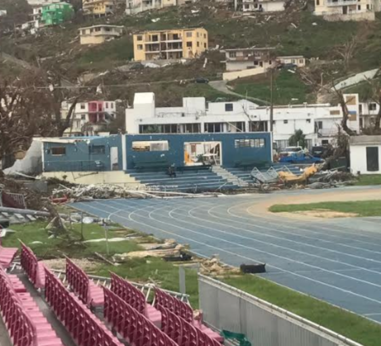 Post-storm: surveying the damage at the track at the British Virgin Islands // IAAF