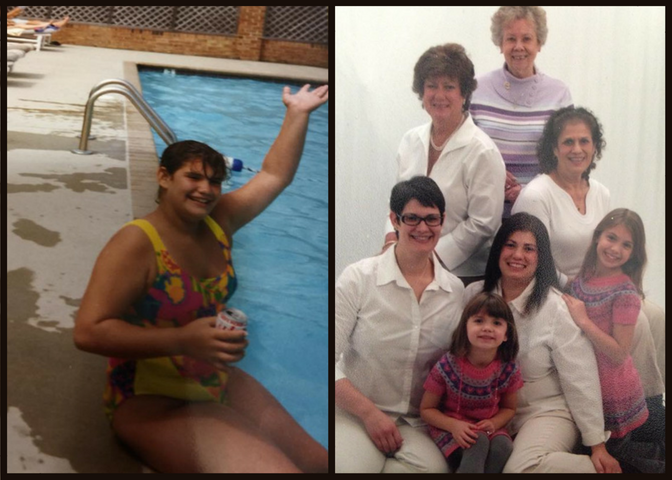  Left: Me; maybe 1992 or 1993. I think I was 10 or 11 when I'd already knew my body was perceived as wrong and had probably dieted at least once. Right: The women on my maternal side. My grandma, my aunt, my mom, my sister, and my nieces; maybe 2009. 