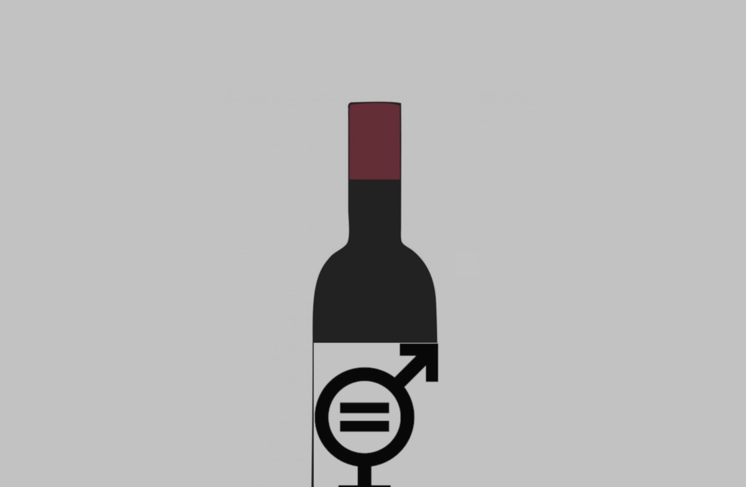 Graphic of a simple wine bottle in front of a grey background
