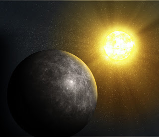 Planet Mercury and the sun