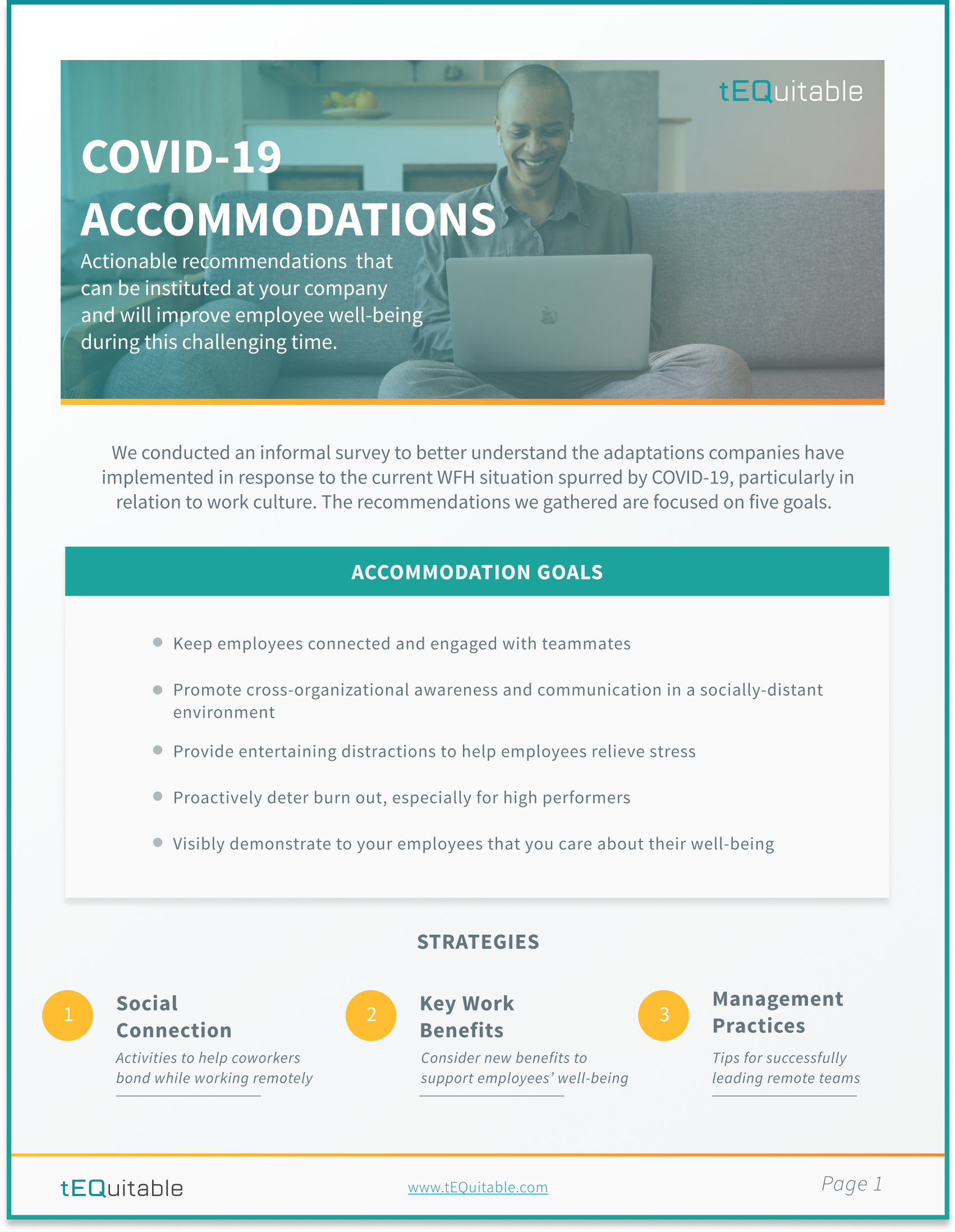White paper with actionable insights about Covid-19 strategies around the employee experience while working remotely.