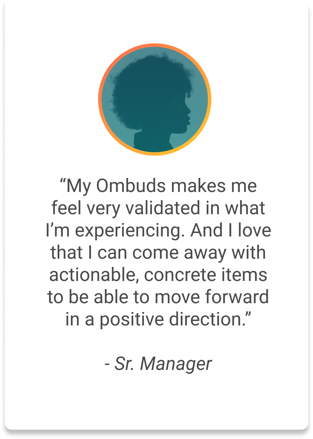 Employee testimonial on ombuds services.