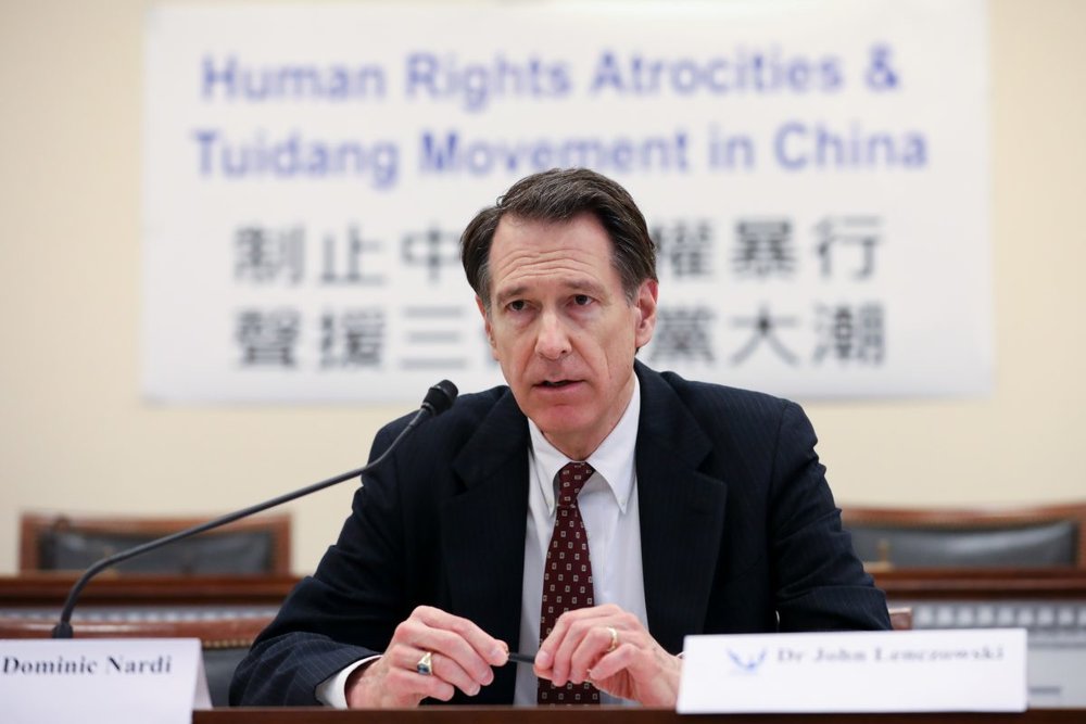 John Lenczowski, president of the Institute of World Politics, speaks at the Deteriorating Human Rights and Tuidang Movement in China forum on Capitol Hill in Washington on Dec. 4, 2018. (Samira Bouaou/The Epoch Times)