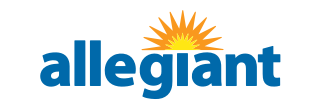 Allegiant Airlines Logo with Ticket Counter Hours and Contact Information