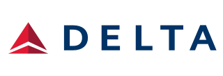 Delta Airlines Logo with Ticket Counter Hours and Contact Information